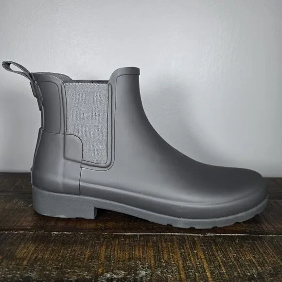 Hunter Refined Chelsea Womens Size 9 Short Rain Boots Original Waterproof Gray