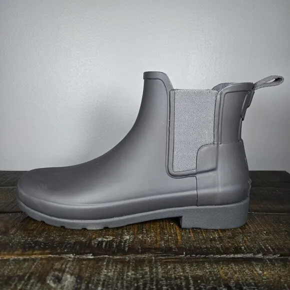 Hunter Refined Chelsea Womens Size 9 Short Rain Boots Original Waterproof Gray