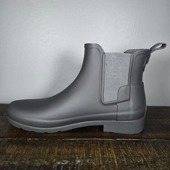 Hunter Refined Chelsea Womens Size 9 Short Rain Boots Original Waterproof Gray