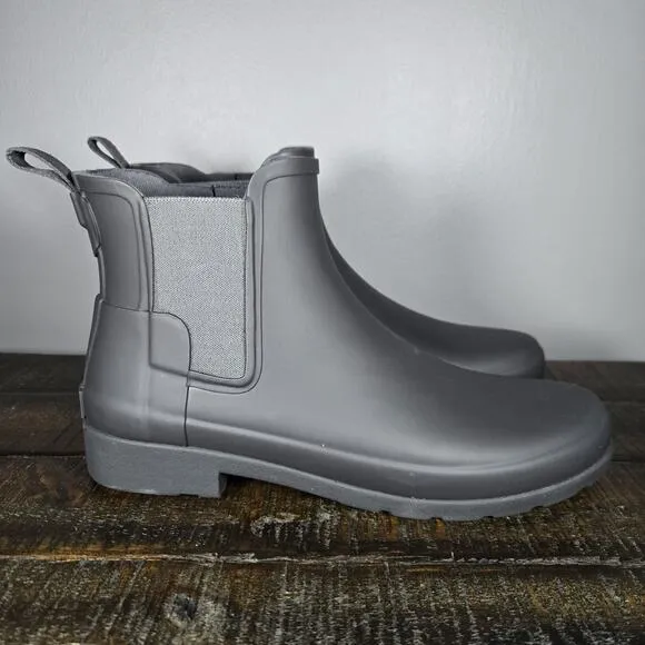 Hunter Refined Chelsea Womens Size 9 Short Rain Boots Original Waterproof Gray