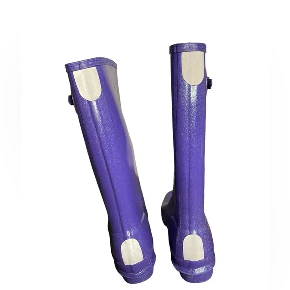 Hunter‎ Youth Classic Tall Rain Boots Starcloud Glitter Top Buckle Size B5/G6