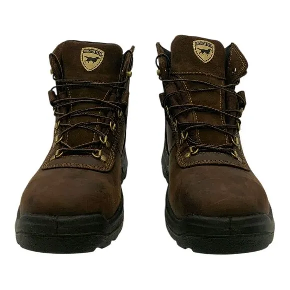 Irish Setter Ely 6&quot; Steel Toe Work Boots Brown Leather US Men's 9D