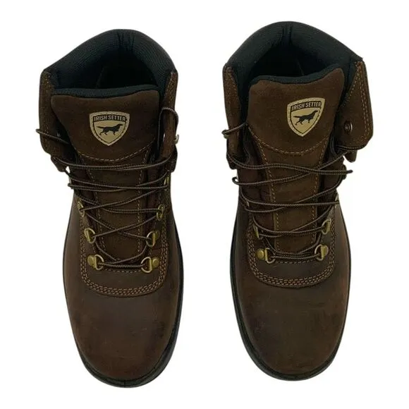 Irish Setter Ely 6&quot; Steel Toe Work Boots Brown Leather US Men's 9D