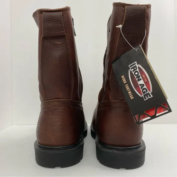 Iron Age size 9W Men’s Brown Wellington Side Zip Safety Toe Work Boots