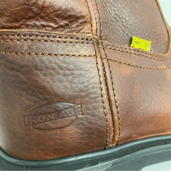 Iron Age size 9W Men’s Brown Wellington Side Zip Safety Toe Work Boots