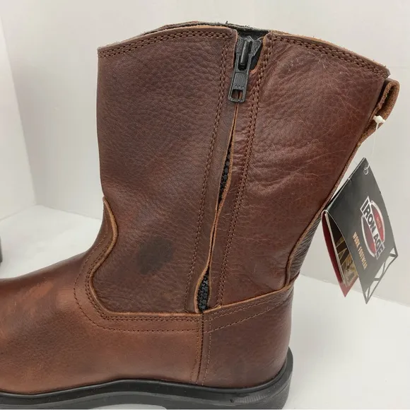Iron Age size 9W Men’s Brown Wellington Side Zip Safety Toe Work Boots