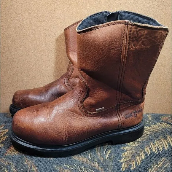 Iron Age Men's Wellington Composite Toe Brown Leather Work Boots Size 8