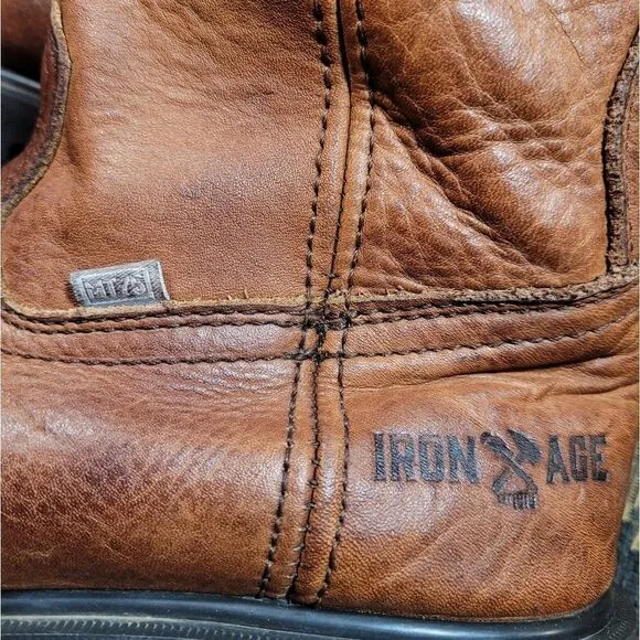 Iron Age Men's Wellington Composite Toe Brown Leather Work Boots Size 8
