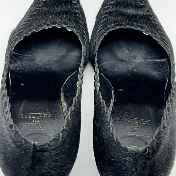 💖Italian Black Genuine Fur Leather Heels by Work In Progress Size 7