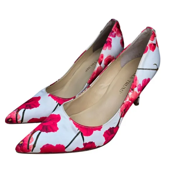 Ivanka Trump Heels Womens 7 Floral Pointy Toe Stiletto Work Boho Chic Cottage