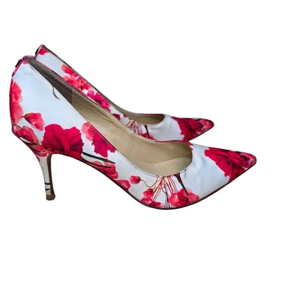 Ivanka Trump Heels Womens 7 Floral Pointy Toe Stiletto Work Boho Chic Cottage