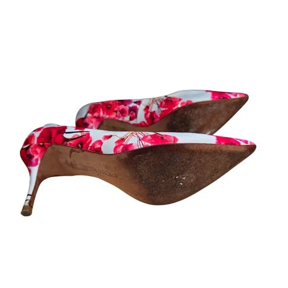 Ivanka Trump Heels Womens 7 Floral Pointy Toe Stiletto Work Boho Chic Cottage