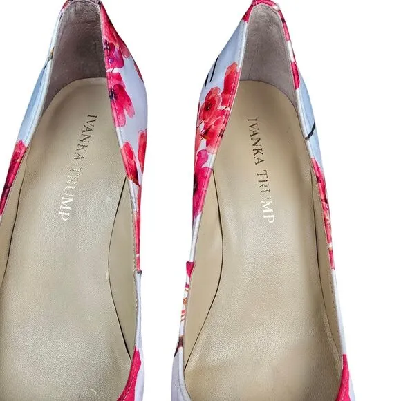 Ivanka Trump Heels Womens 7 Floral Pointy Toe Stiletto Work Boho Chic Cottage