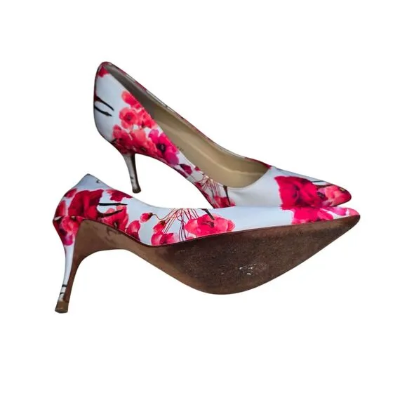 Ivanka Trump Heels Womens 7 Floral Pointy Toe Stiletto Work Boho Chic Cottage