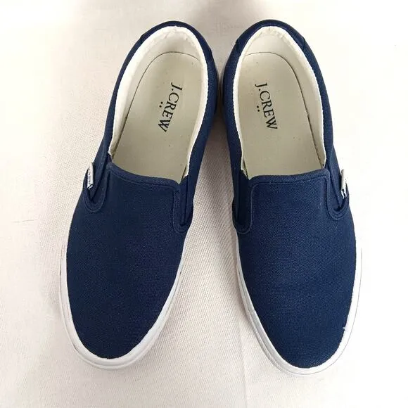 J. Crew Cotton Canvas Slip-On Sneakers Size 8