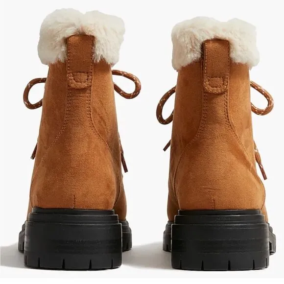 J. Crew Faux Fir Tan Winter Hiking Boots
