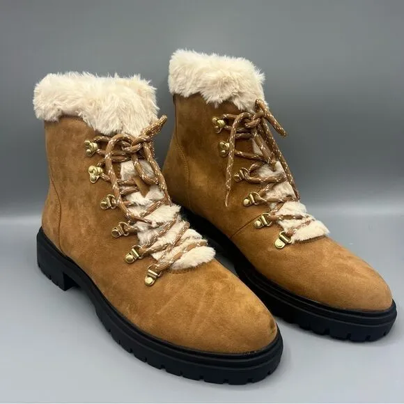 J. Crew Faux Fir Tan Winter Hiking Boots