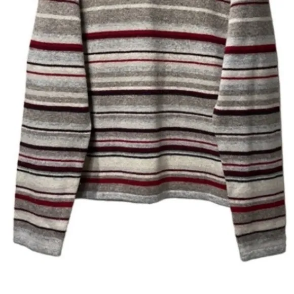 J Crew Lambswool Vintage Sweater Jumper Neutral Tan Brown Cream Burgundy Size XL