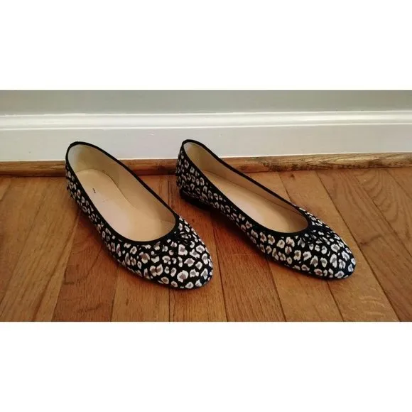 JCrew $268 Kiki Leopard Calf Hair Ballet Flats Sz 8.5 Grey Brown F5512 New