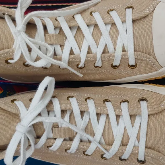 J.Crew Classic Women's Hi Top Canvas Sneakers in Tan and White size 9