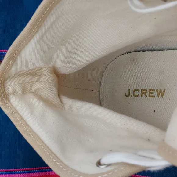 J.Crew Classic Women's Hi Top Canvas Sneakers in Tan and White size 9