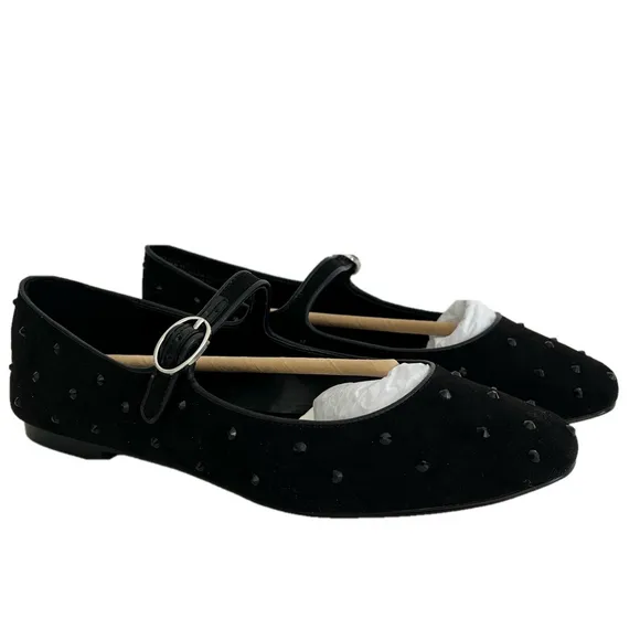 JCrew Rhinestone Mary Jane CD236 Black Flats Size 7.5 NIB ballet Shoes