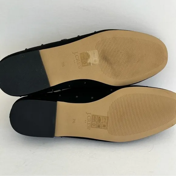 JCrew Rhinestone Mary Jane CD236 Black Flats Size 7.5 NIB ballet Shoes