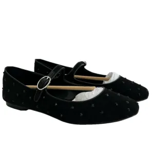 JCrew Rhinestone Mary Jane CD236 Black Flats Size 7.5 NIB ballet Shoes