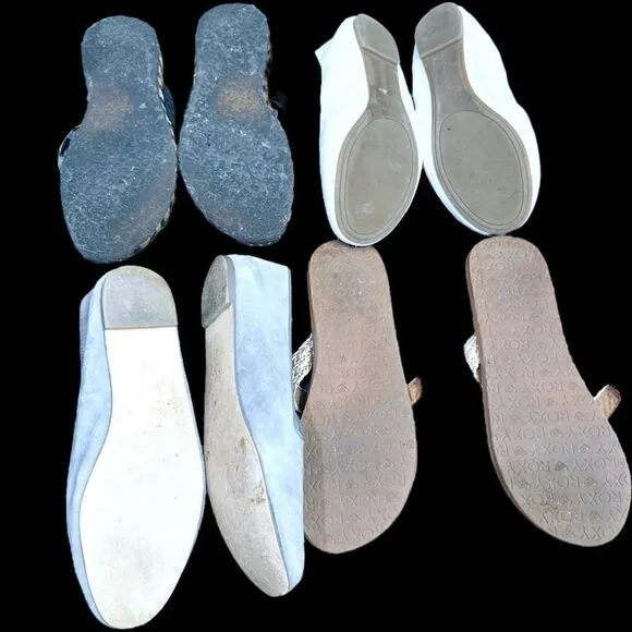 J. CREW UGG LUCKY BRAND ROXY Bundle Lot of 4 Pairs of Shoes Flip Flops Sandals B