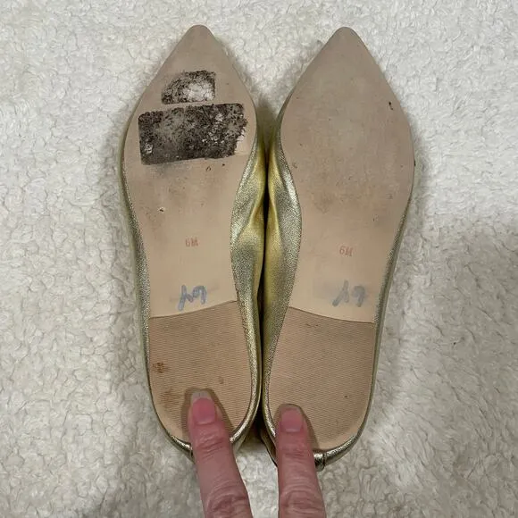 Jeffrey Campbell RARE Vionnet White Gold Pointy Toe Flats Metallic Leather 6