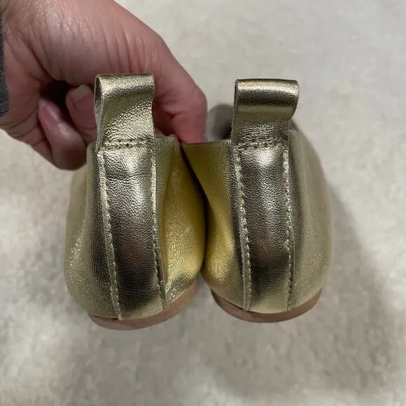Jeffrey Campbell RARE Vionnet White Gold Pointy Toe Flats Metallic Leather 6