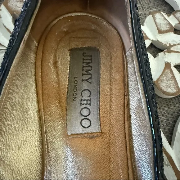 Jimmy Choo Black Glitter Flats Shoes Women’s Size 38 US 8