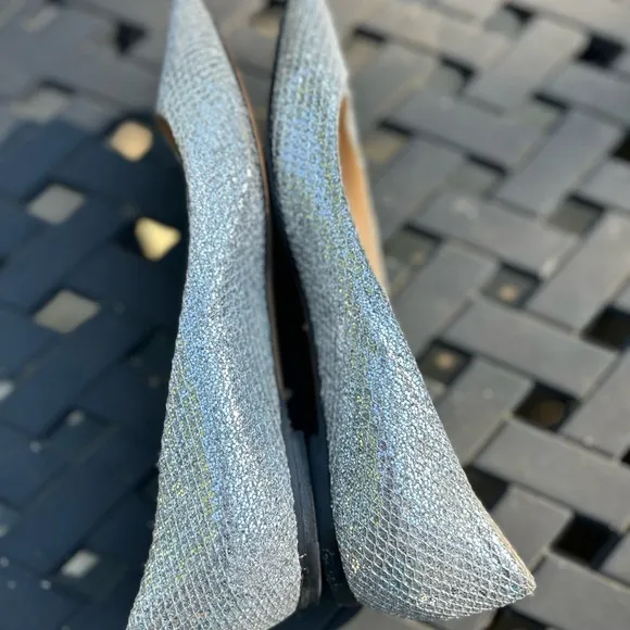 Jimmy Choo Glittery Silver Ballet Flats Women’s Shoes