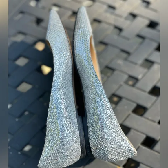 Jimmy Choo Glittery Silver Ballet Flats Women’s Shoes