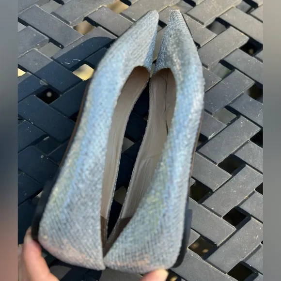 Jimmy Choo Glittery Silver Ballet Flats Women’s Shoes