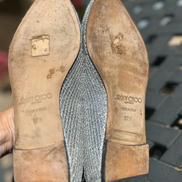 Jimmy Choo Glittery Silver Ballet Flats Women’s Shoes