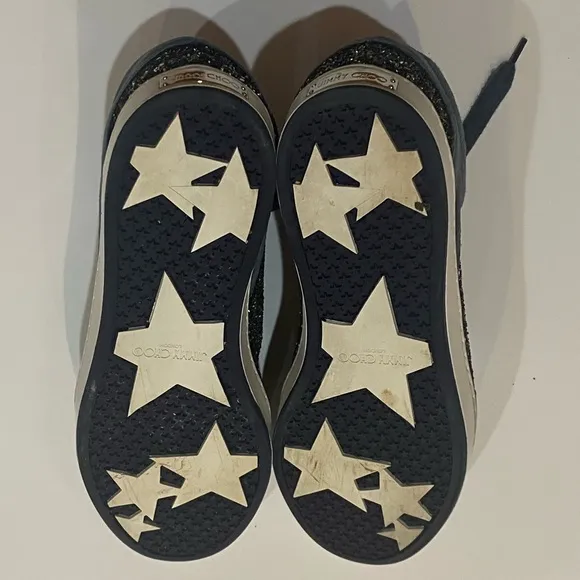 Jimmy Choo Miami Blue Low-Top Glitter Suede Sneakers Size 36.5