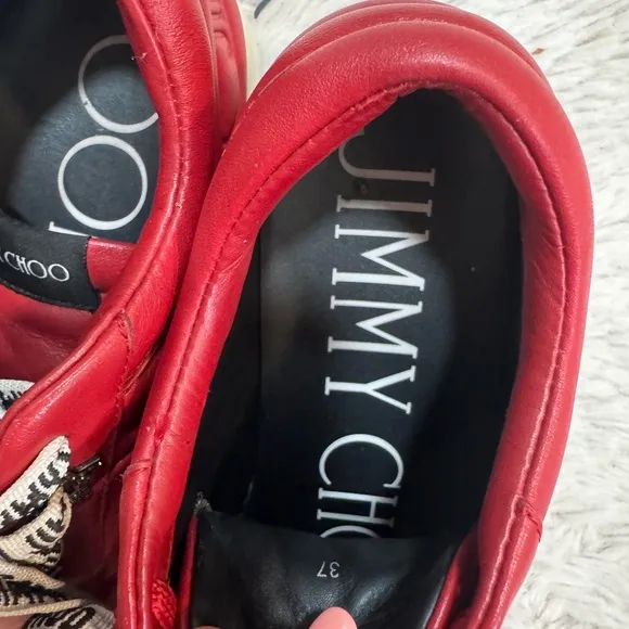 Jimmy Choo Red and White Sneakers with Minimalist Design