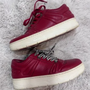 Jimmy Choo Red and White Sneakers with Minimalist Design