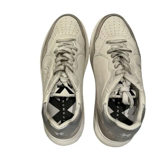 John Richmond Men's Distressed Side Logo‎ White Sneakers Size 8