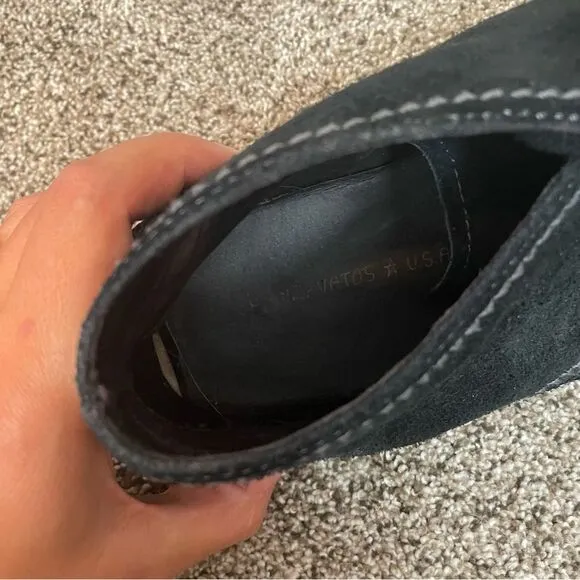 JOHN VARVATOS- Mens 10 Chukka Boots Black Suede Leather Lace Up Shoes Flats
