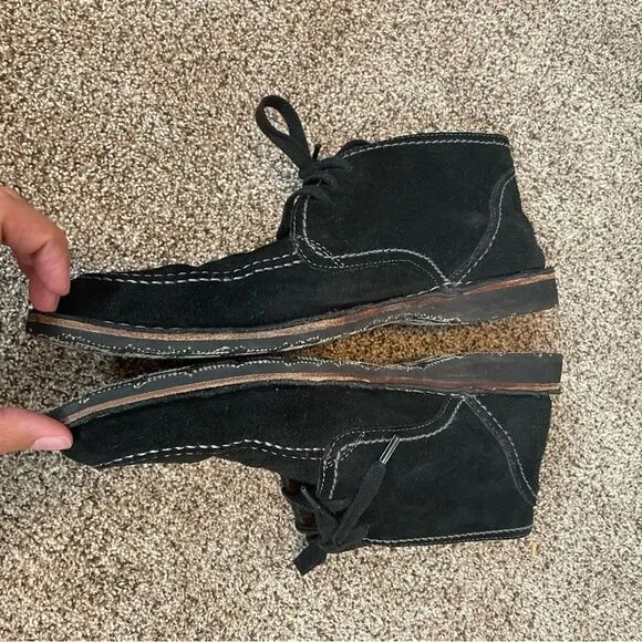 JOHN VARVATOS- Mens 10 Chukka Boots Black Suede Leather Lace Up Shoes Flats