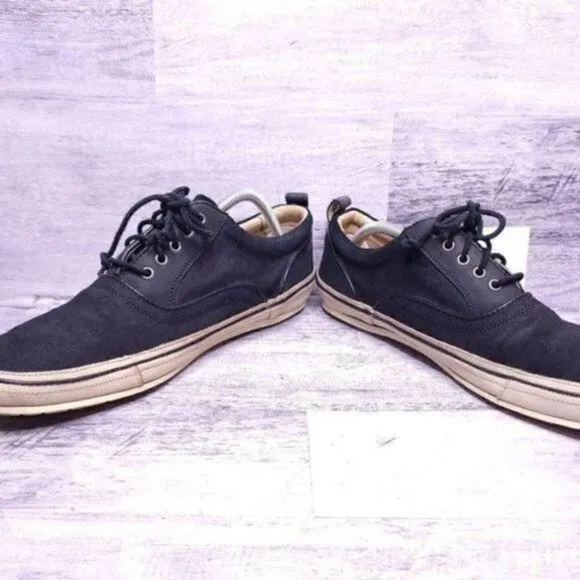 John Varvatos Redding Oxford Canvas Low Top Sneaker Black Tan Men's sz 10.5