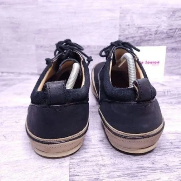 John Varvatos Redding Oxford Canvas Low Top Sneaker Black Tan Men's sz 10.5