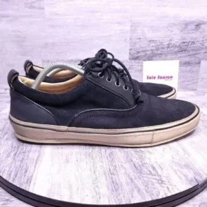 John Varvatos Redding Oxford Canvas Low Top Sneaker Black Tan Men's sz 10.5