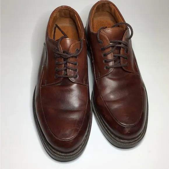 Johnston &amp; Murphy Mens Lace Up Leather Loafer Oxford Shoes, Brown, size 9M