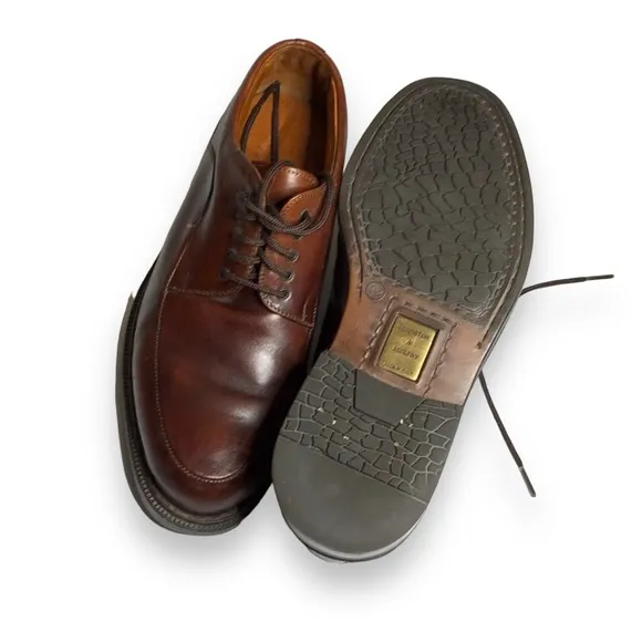 Johnston &amp; Murphy Mens Lace Up Leather Loafer Oxford Shoes, Brown, size 9M