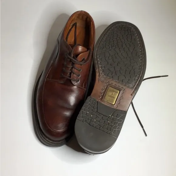 Johnston &amp; Murphy Mens Lace Up Leather Loafer Oxford Shoes, Brown, size 9M