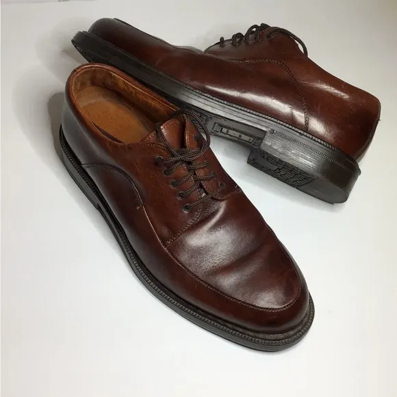 Johnston &amp; Murphy Mens Lace Up Leather Loafer Oxford Shoes, Brown, size 9M