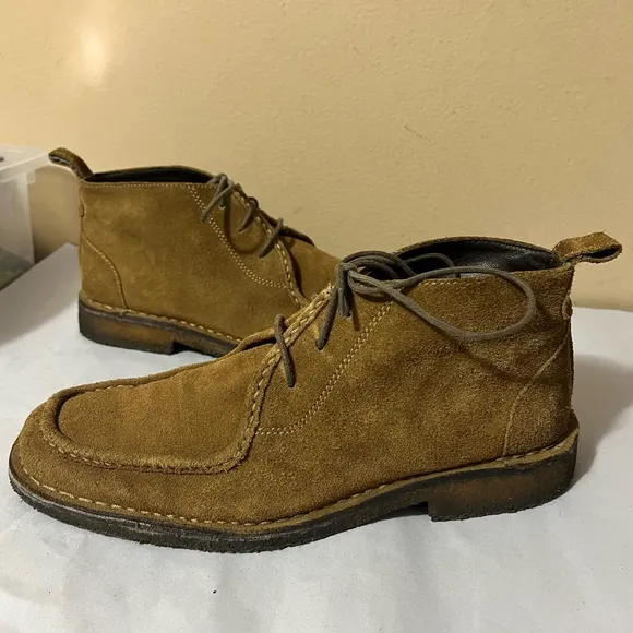 Johnston &amp; Murphy Sheepskin and Suede Moc Toe Chukka Boots Whisky Mens 9